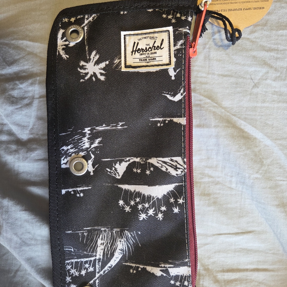 Herschel Supply Company Black and White Pouch with Red Accents